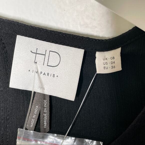 HD In Paris Ari Embellished Embroidered Boho Peasant Tunic Top Black Size 4 - Picture 6 of 11